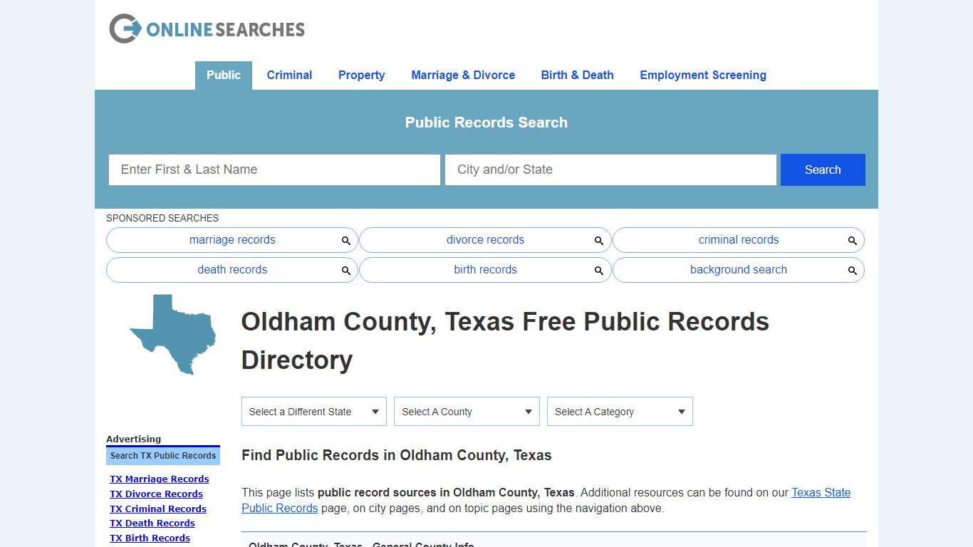 Oldham County, Texas Public Records Directory - OnlineSearches.com